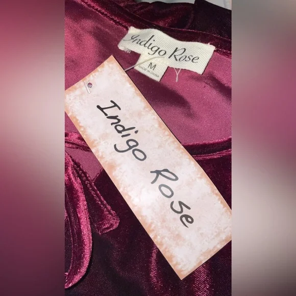 New With Tags, Velvet Tiered Ruffle Sleeve Dress, Medium but fits like Large - Picture 6 of 6